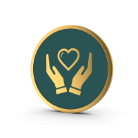 gold heart in palms icon